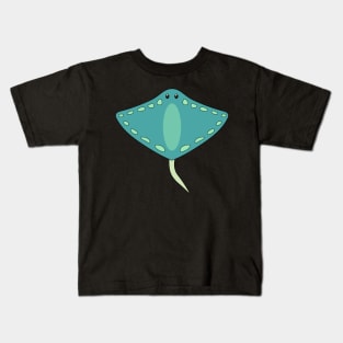 Sea Green Stingray Kids T-Shirt